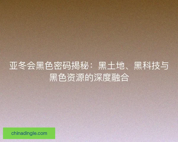 亚冬会黑色密码揭秘：黑土地、黑科技与黑色资源的深度融合