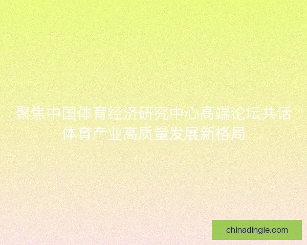聚焦中国体育经济研究中心高端论坛共话体育产业高质量发展新格局